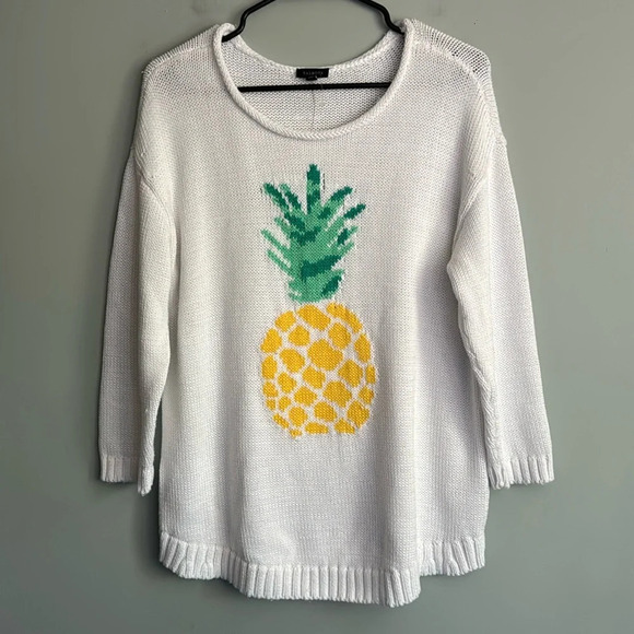 Talbots Pineapple Open Neck Pullover Size M NWT - Picture 2 of 6